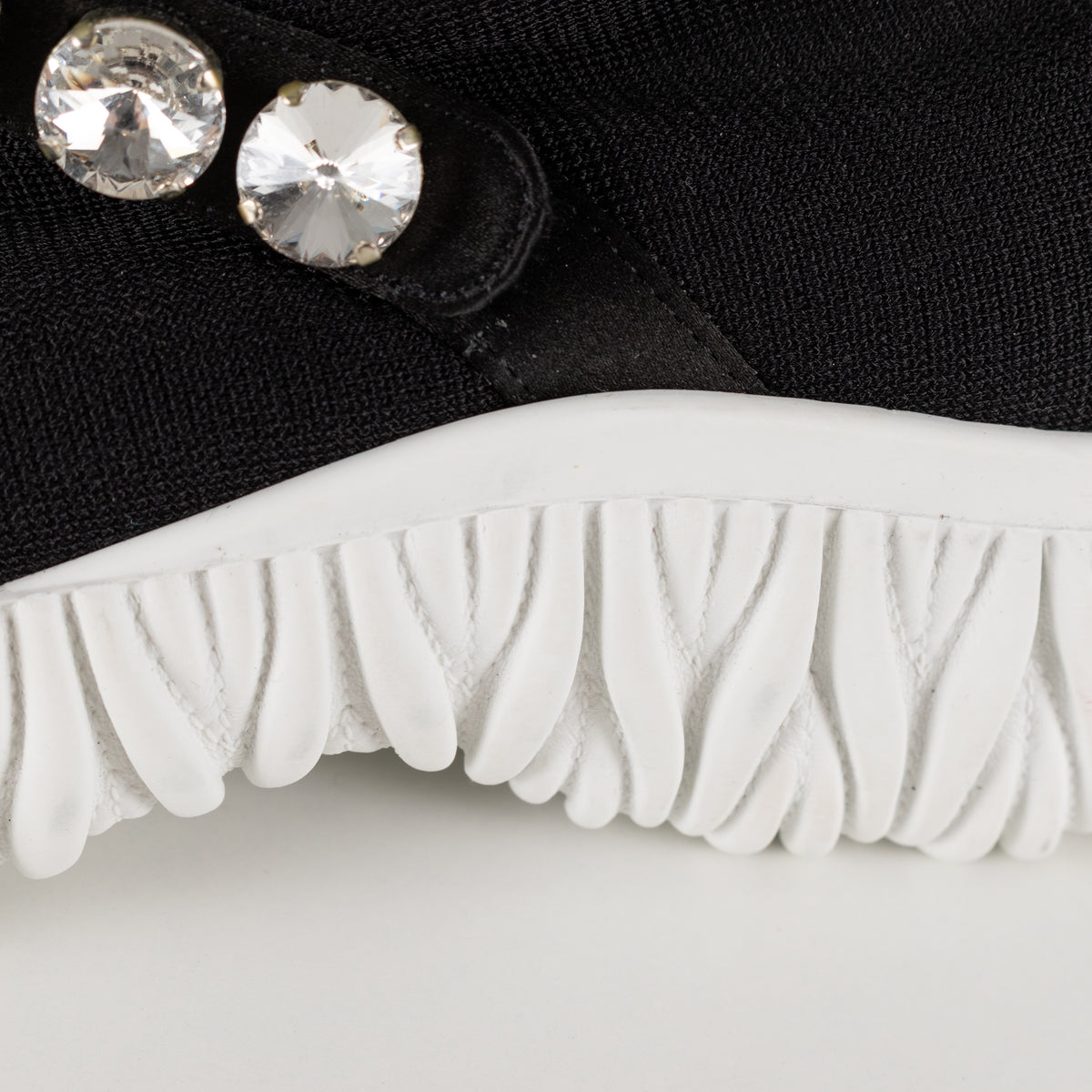 Miu Miu Black Knit Crystal Embellished Slip On Sneakers