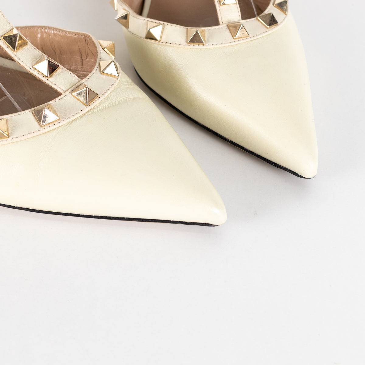 Valentino Garavani Cream Rockstud Caged Heeled Pumps