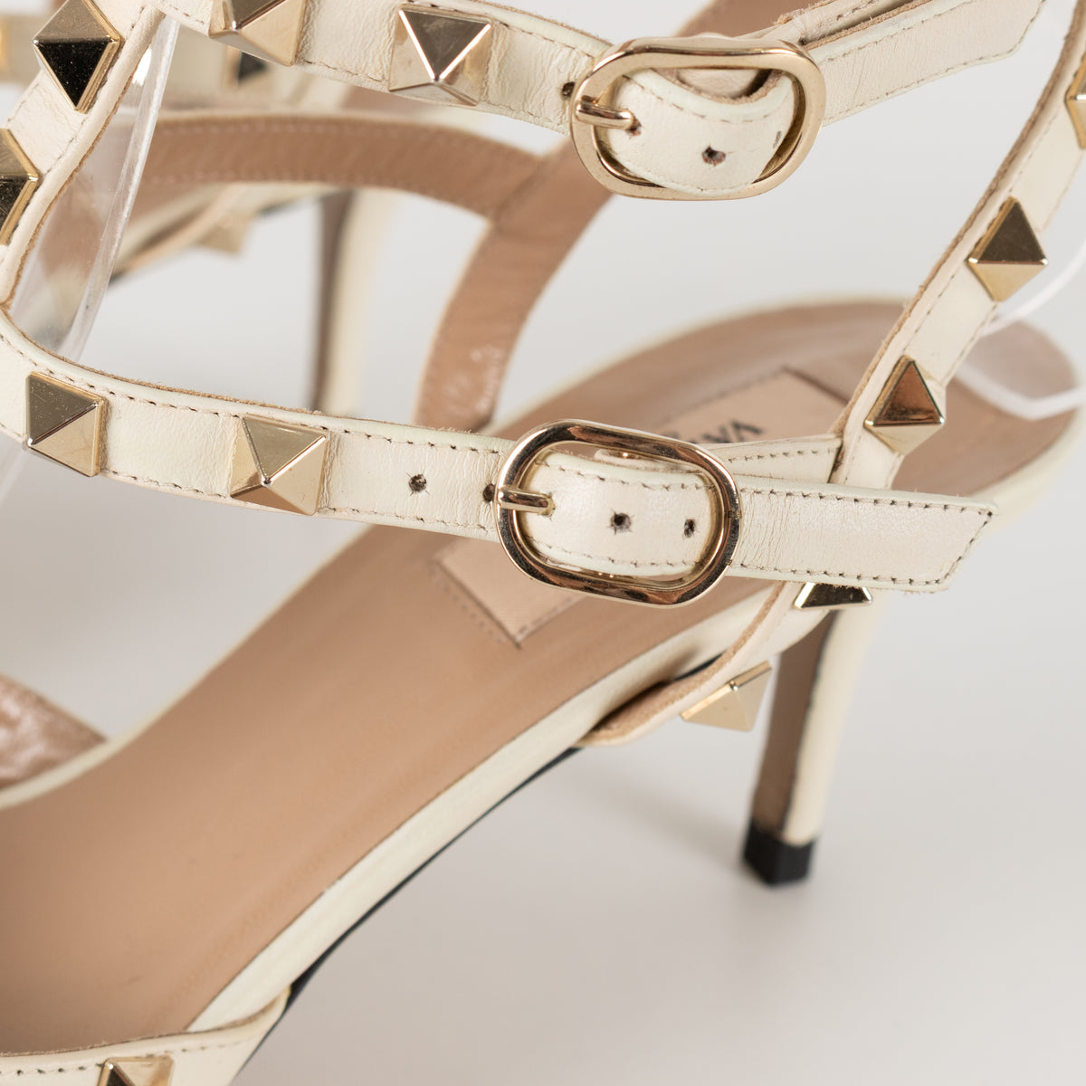 Valentino Garavani Cream Rockstud Caged Heeled Pumps