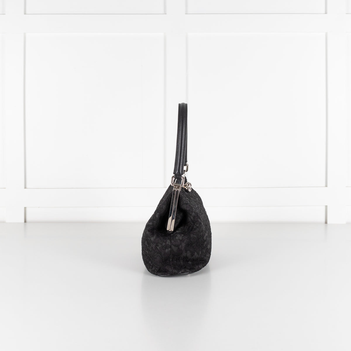 Dolce & Gabbana Black Lace Silver Closure Evening Handbag