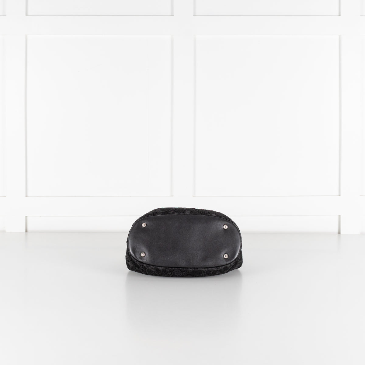 Dolce & Gabbana Black Lace Silver Closure Evening Handbag
