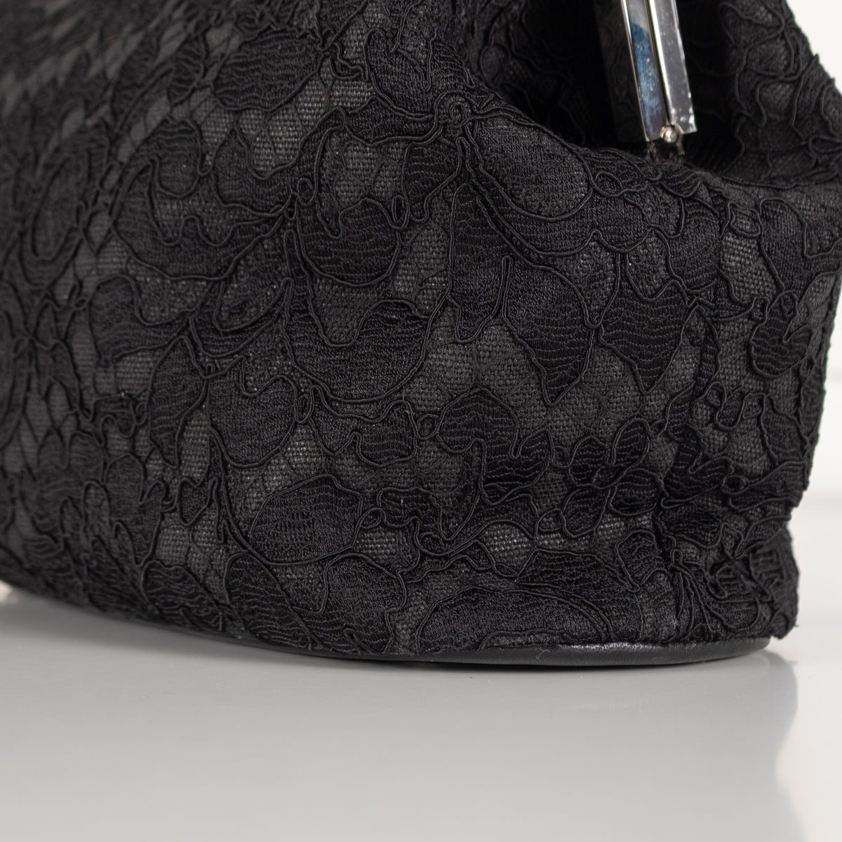 Dolce & Gabbana Black Lace Silver Closure Evening Handbag