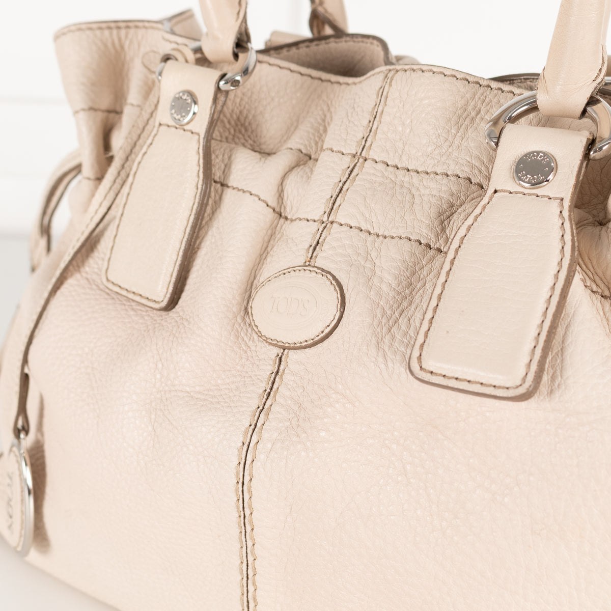 Tod's Cream Leather Tote Bag