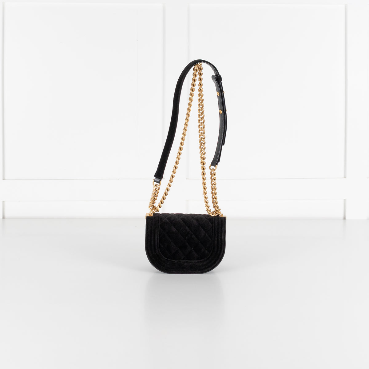 Chanel Small Boy black velvet messenger shoulder bag