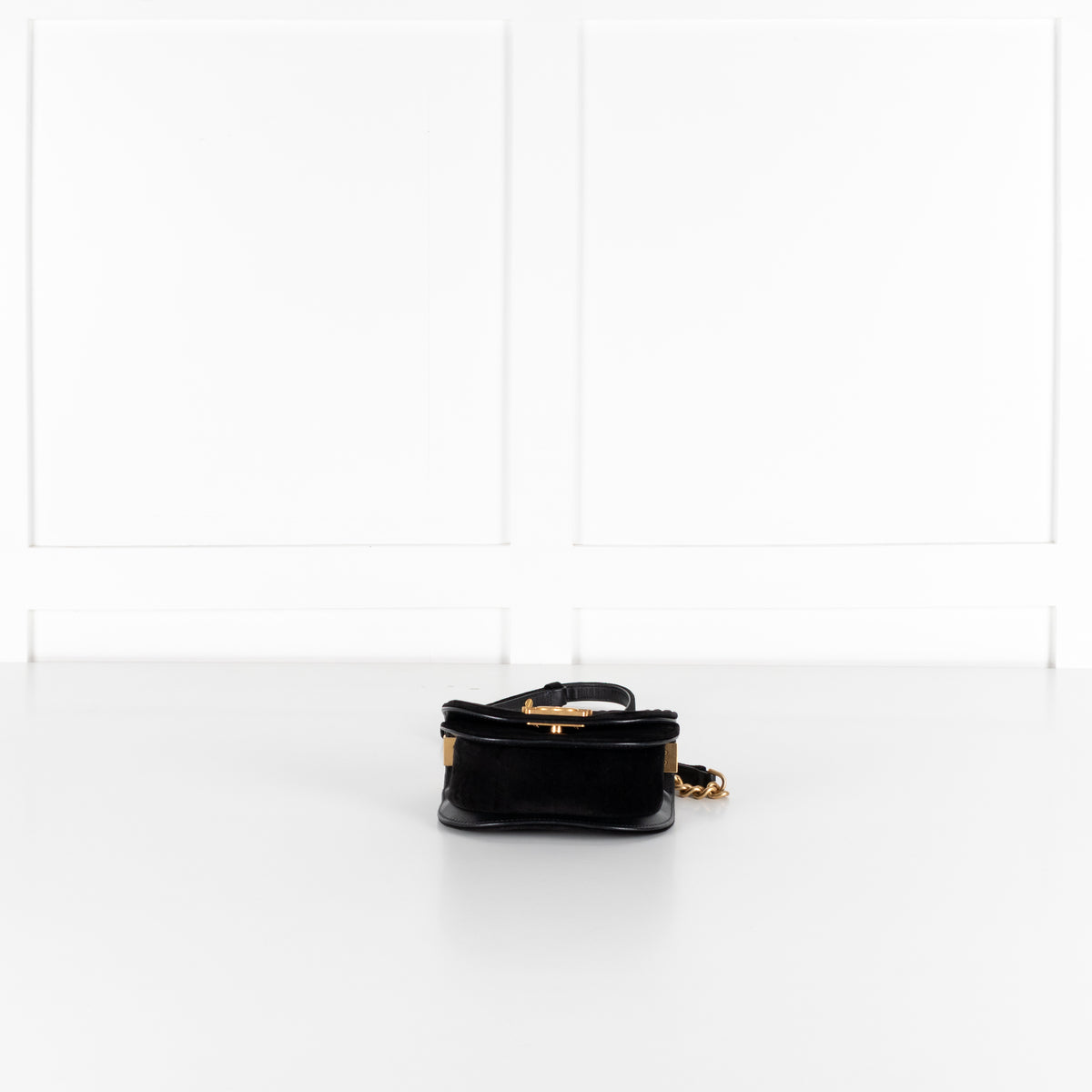 Chanel Small Boy black velvet messenger shoulder bag