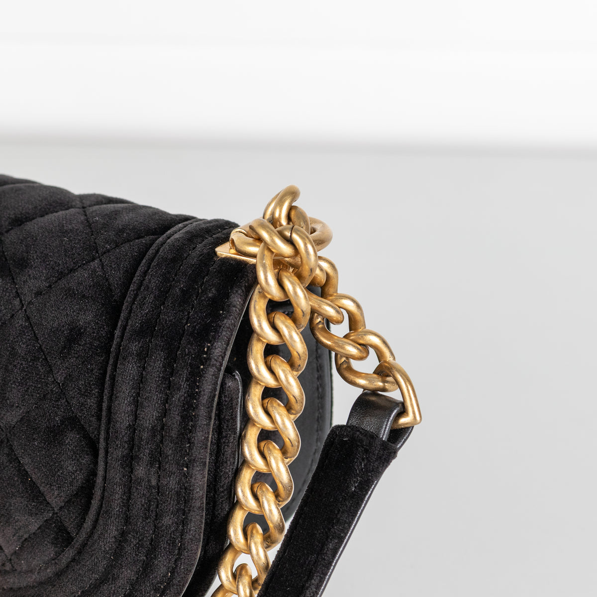 Chanel Small Boy black velvet messenger shoulder bag