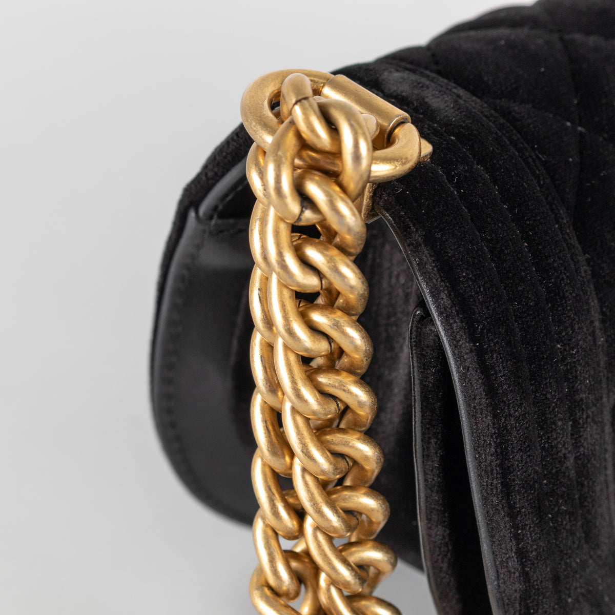 Chanel Small Boy black velvet messenger shoulder bag
