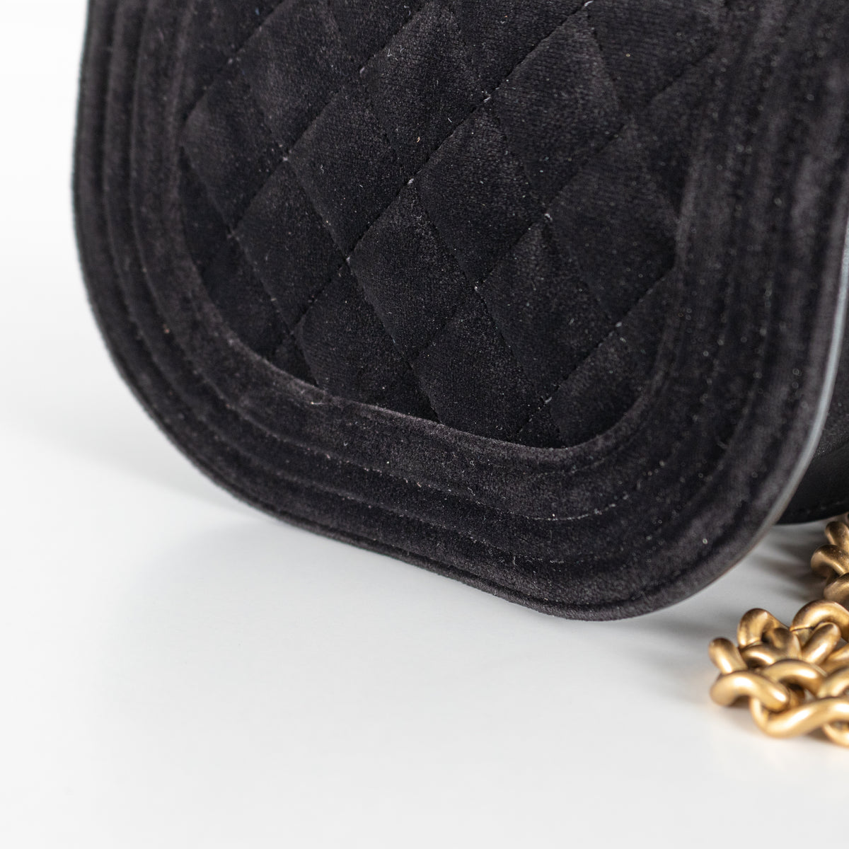 Chanel Small Boy black velvet messenger shoulder bag