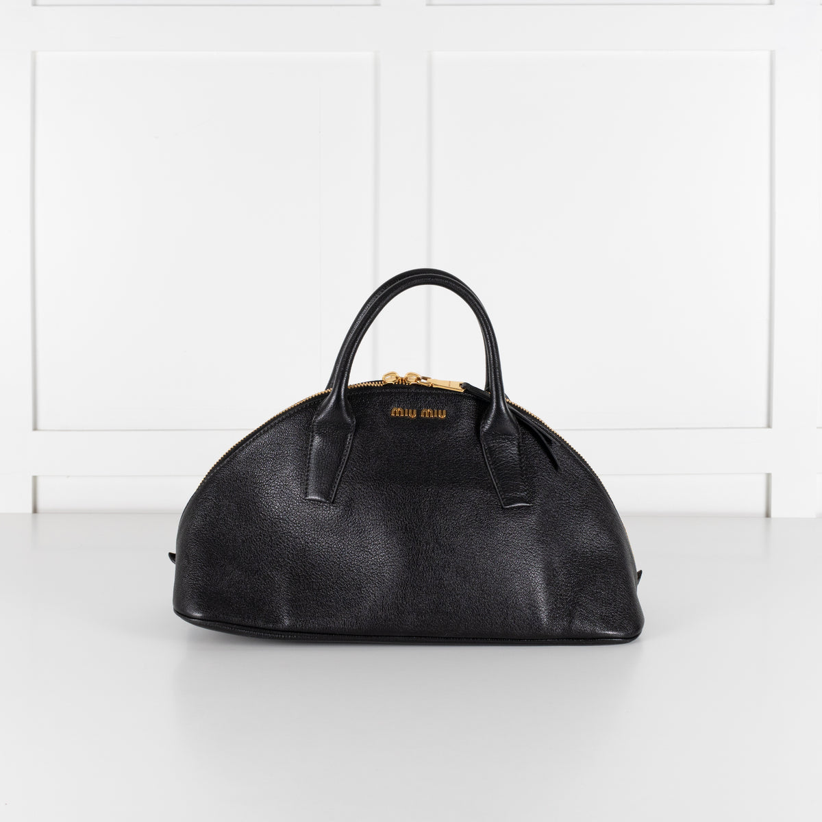 Miu Miu black grained Madras leather dome bag