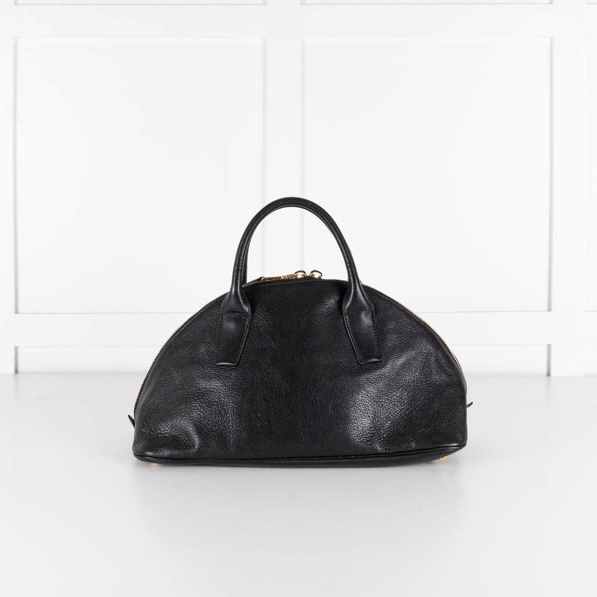 Miu Miu black grained Madras leather dome bag