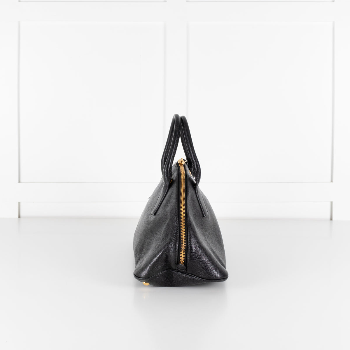 Miu Miu black grained Madras leather dome bag