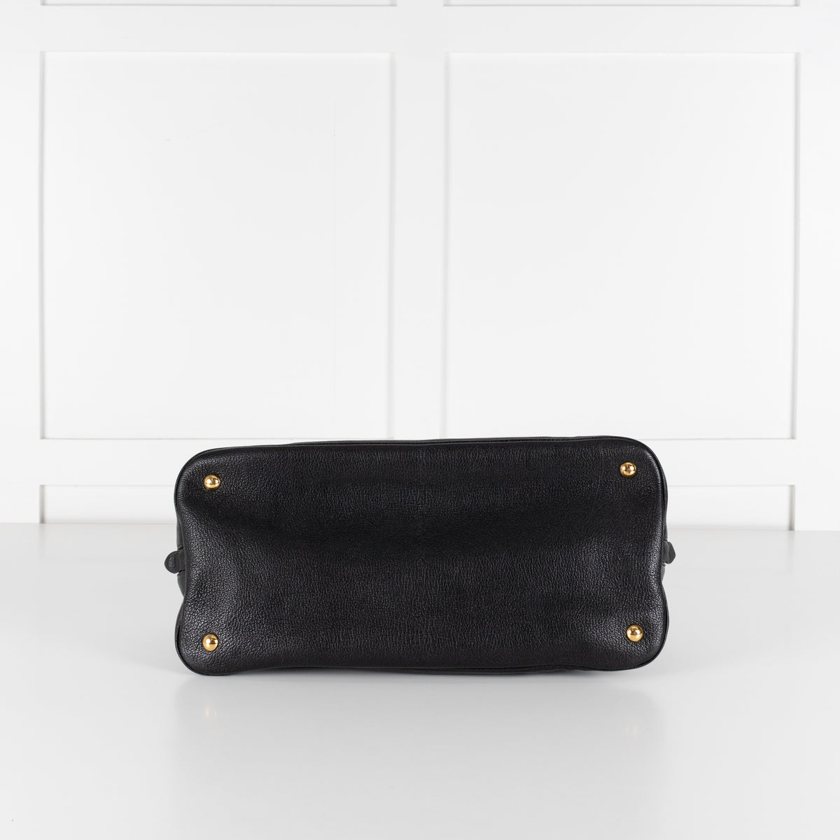 Miu Miu black grained Madras leather dome bag