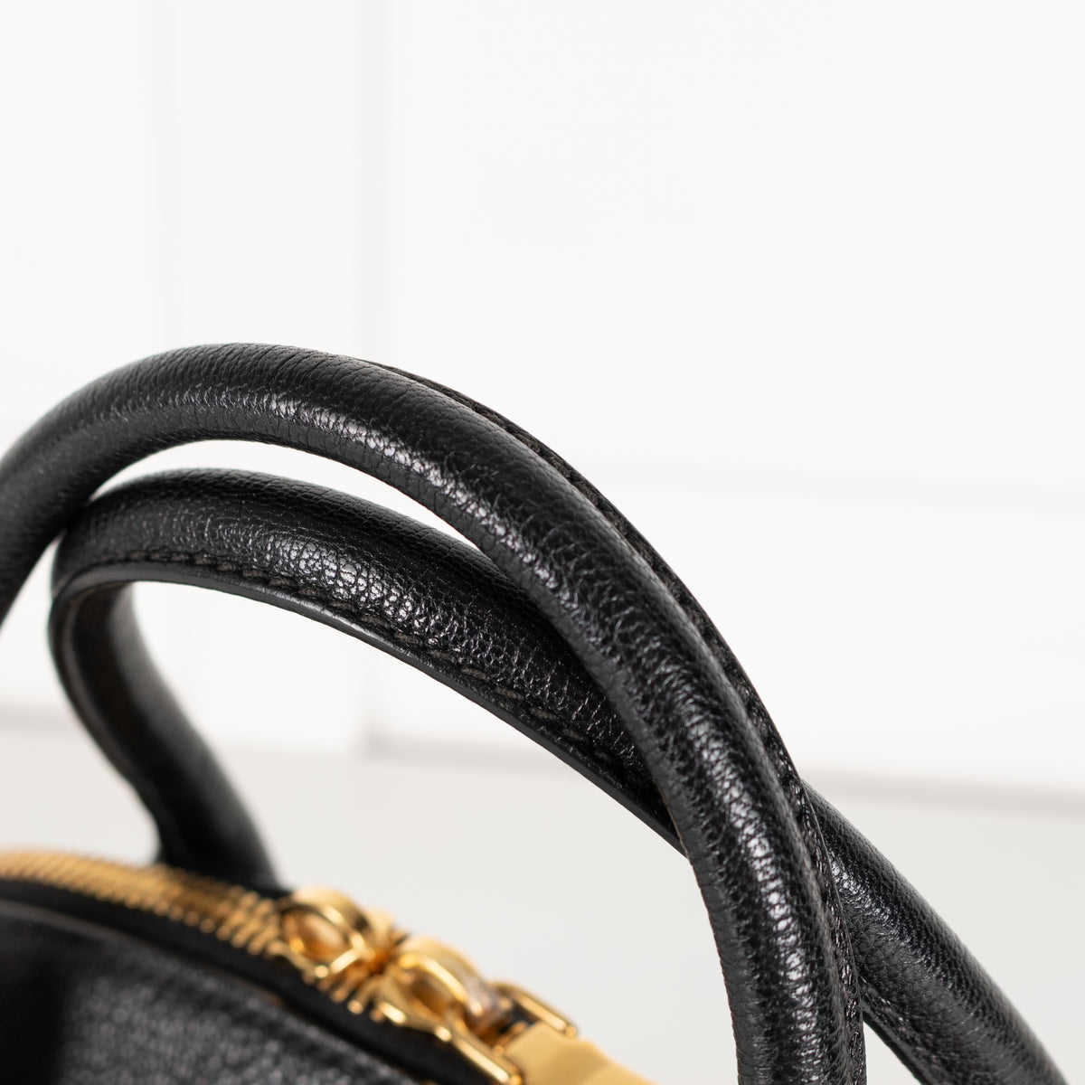 Miu Miu black grained Madras leather dome bag