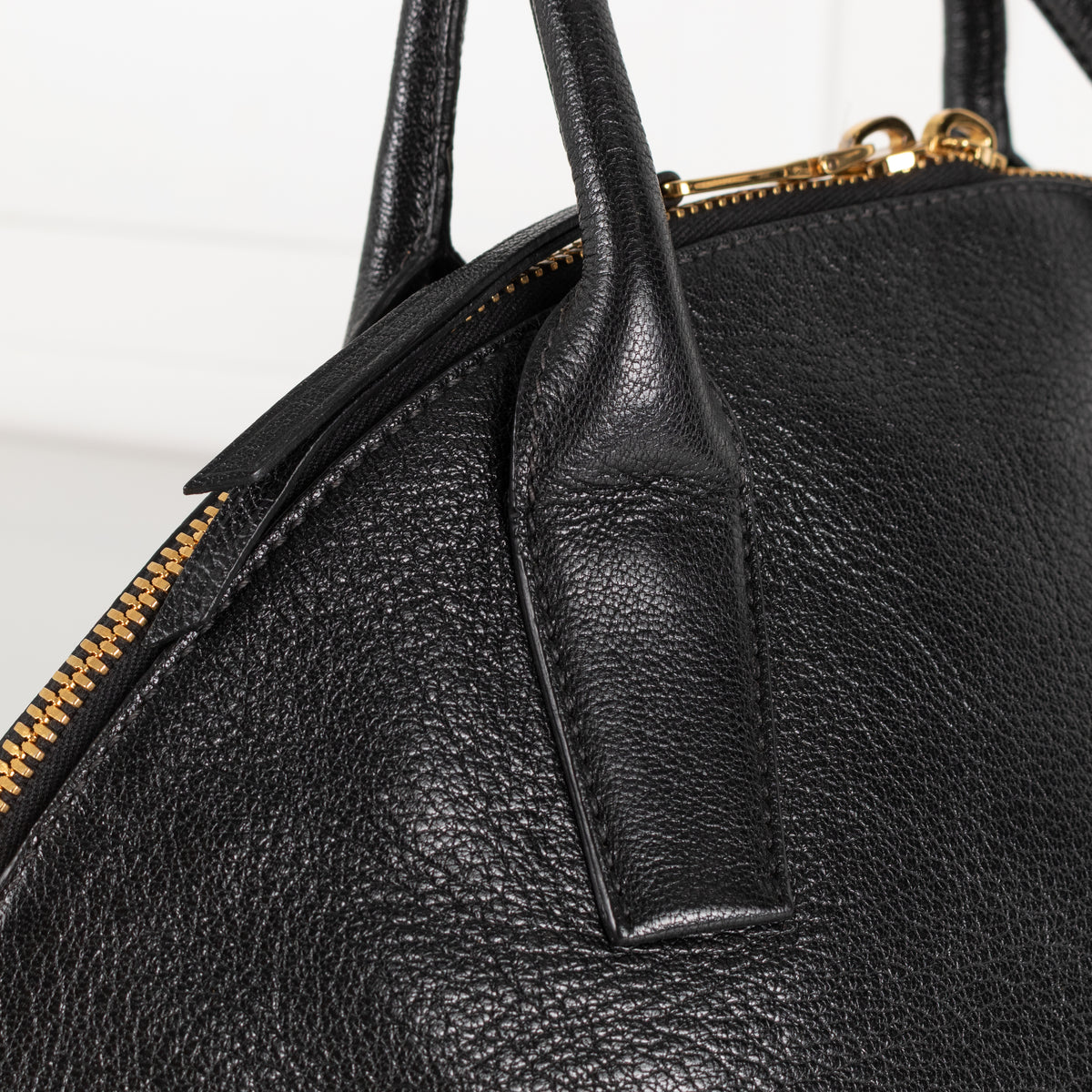 Miu Miu black grained Madras leather dome bag