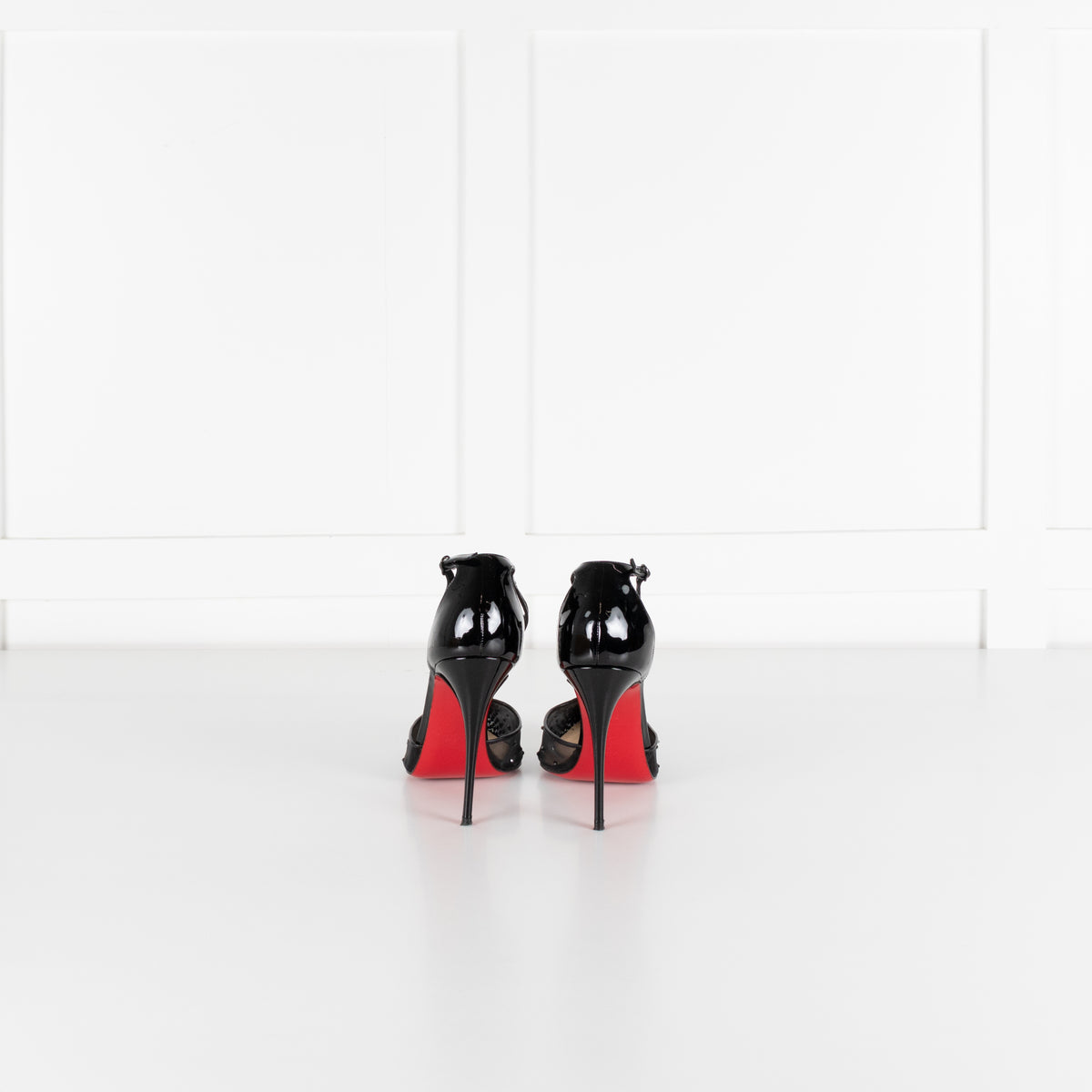 Christian Louboutin Black Salopatina Mesh And Crystal T-Strap Shoes