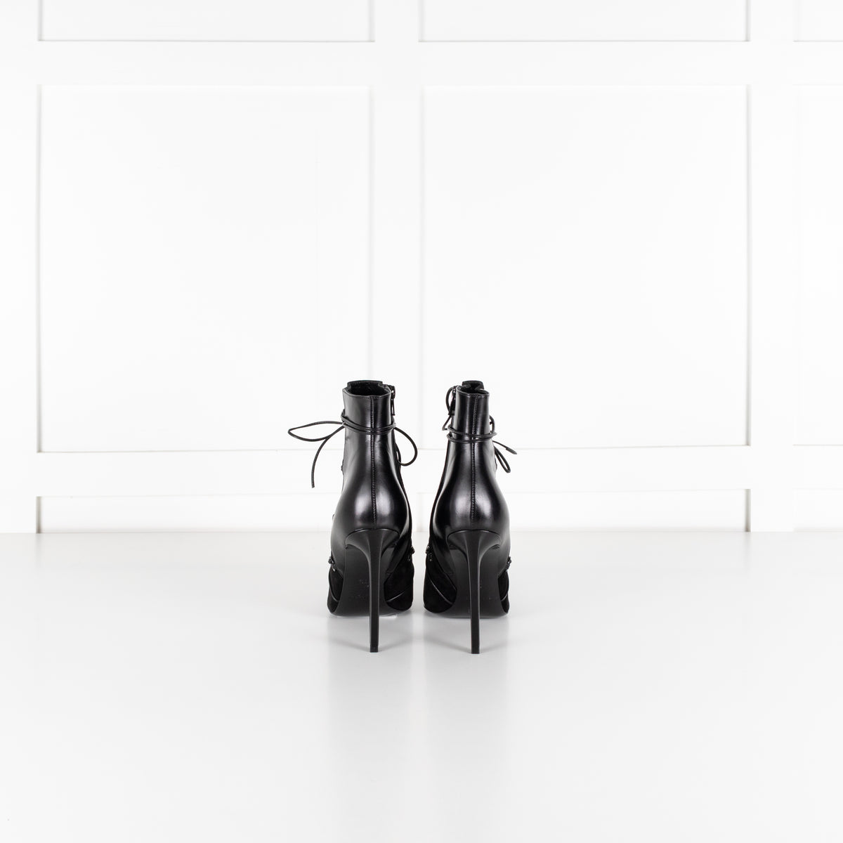 Yves Saint Laurent Black Suede Lace Up Ankle Boot