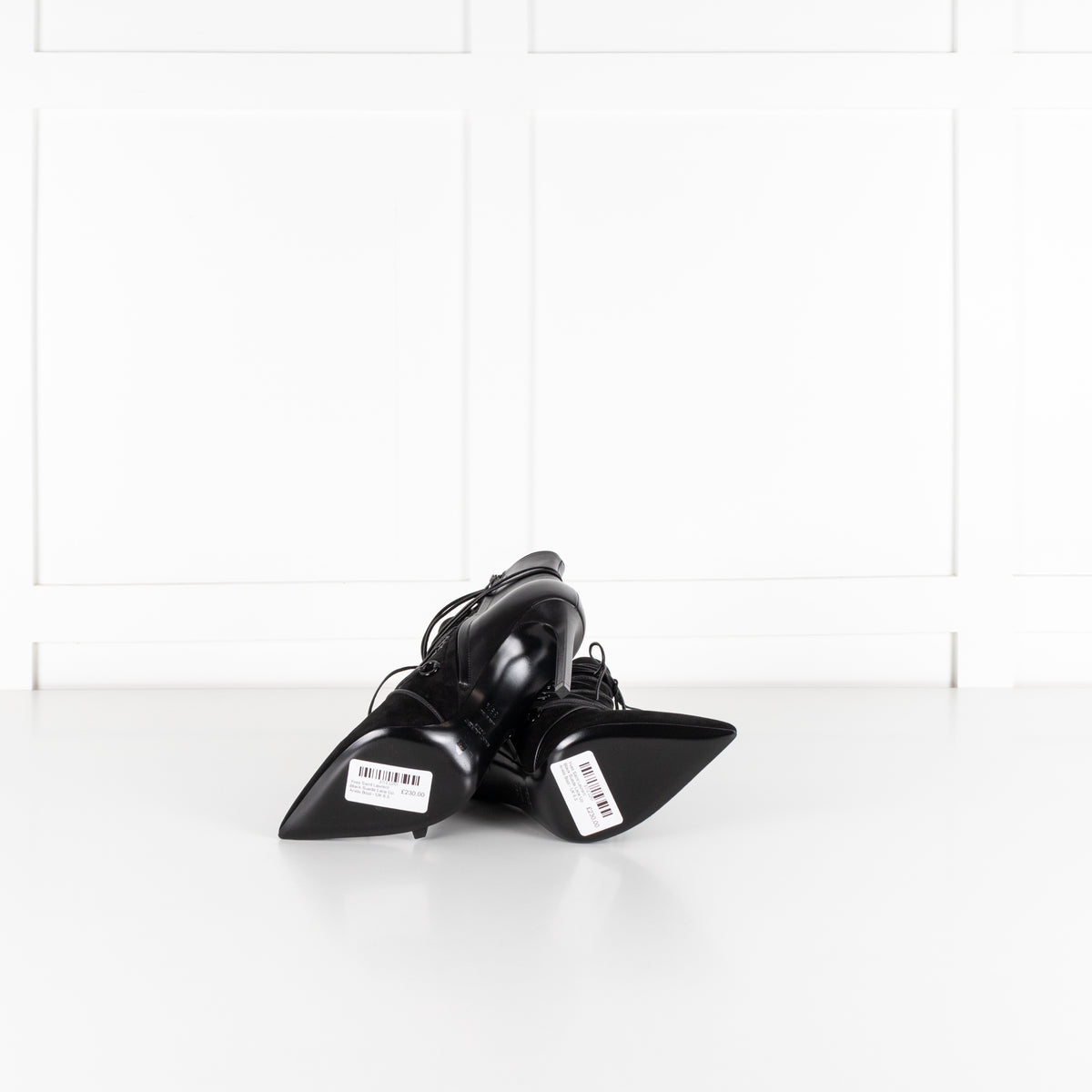 Yves Saint Laurent Black Suede Lace Up Ankle Boot