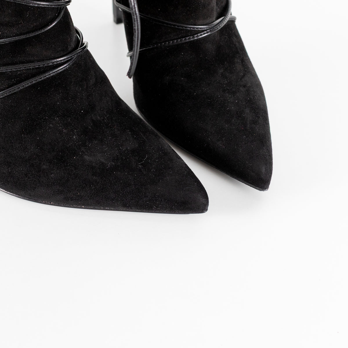 Yves Saint Laurent Black Suede Lace Up Ankle Boot