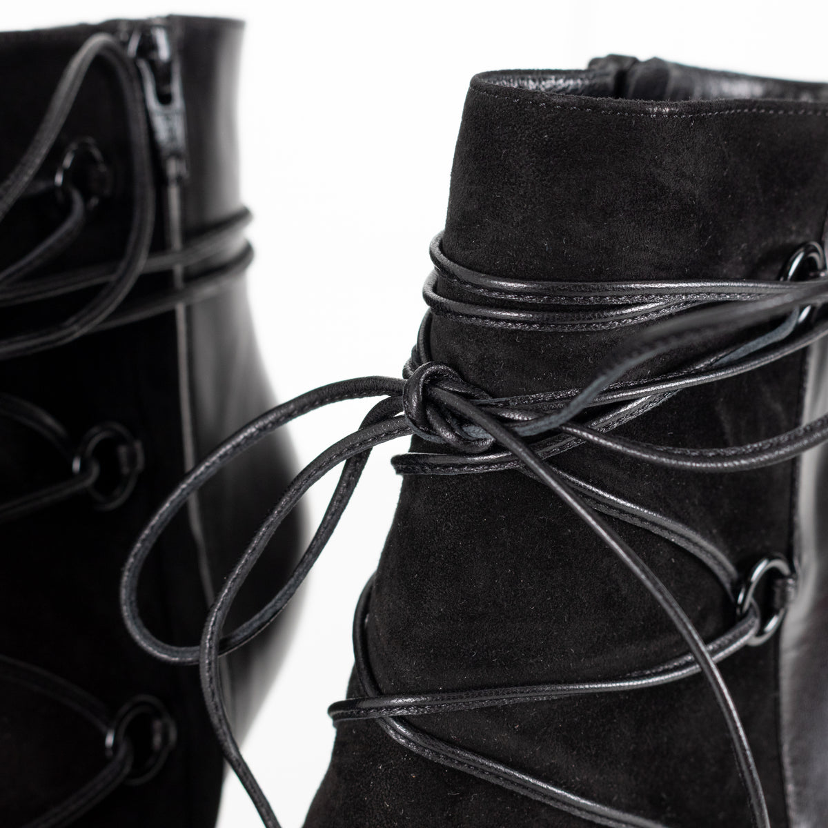 Yves Saint Laurent Black Suede Lace Up Ankle Boot