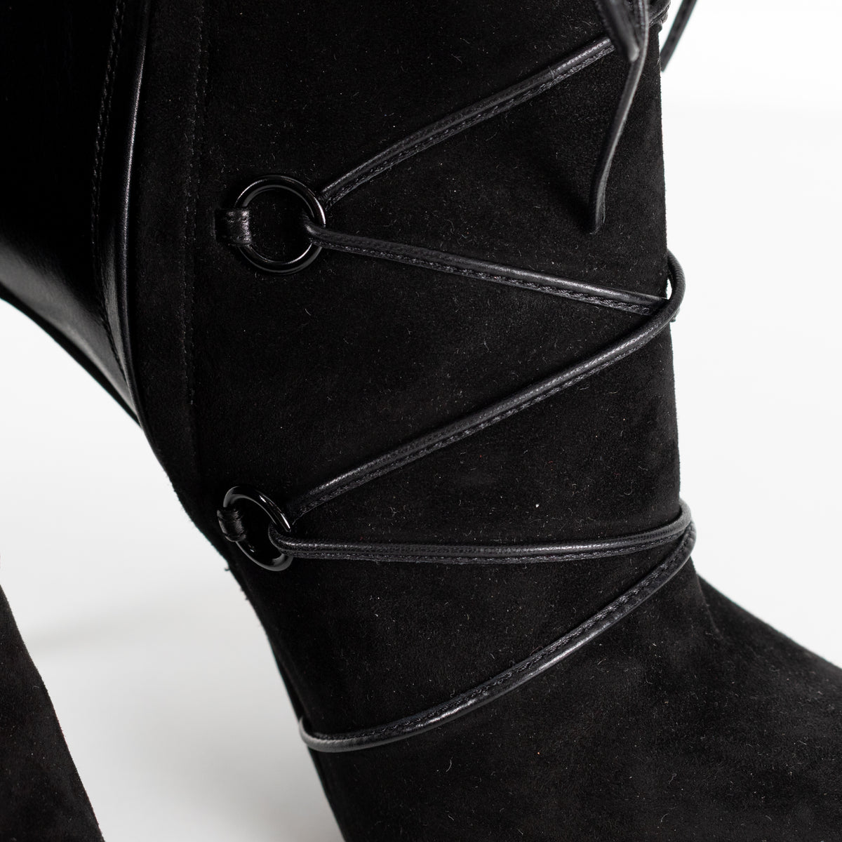 Yves Saint Laurent Black Suede Lace Up Ankle Boot