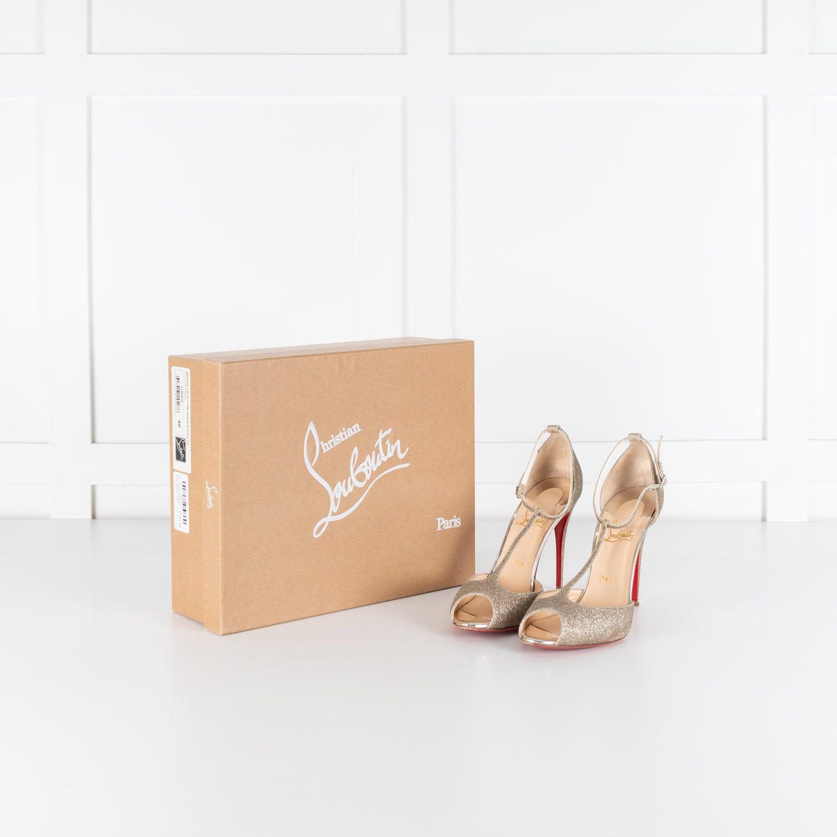 Christian Louboutin Senora Gold Glitter T-Strap Sandal