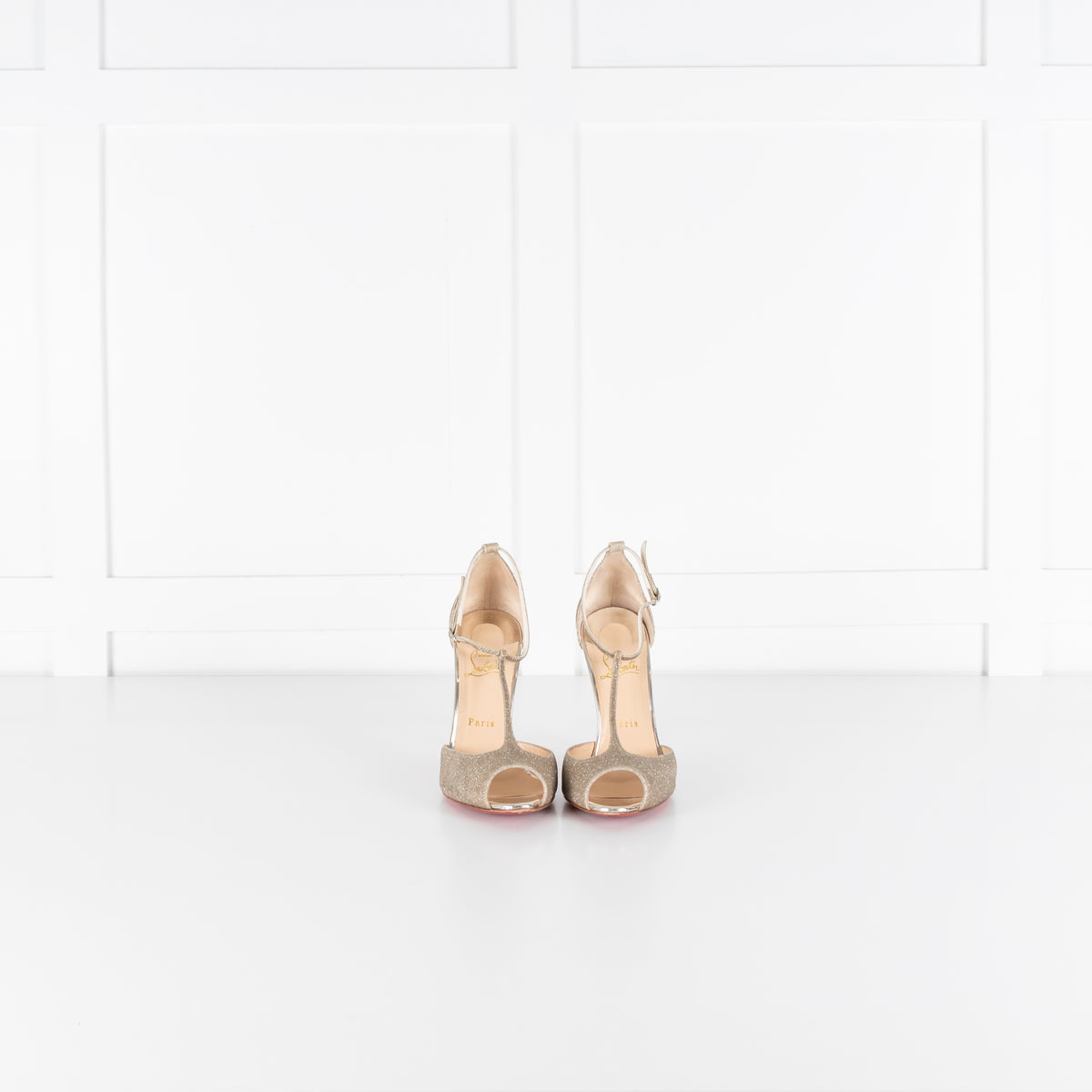 Christian Louboutin Senora Gold Glitter T-Strap Sandal