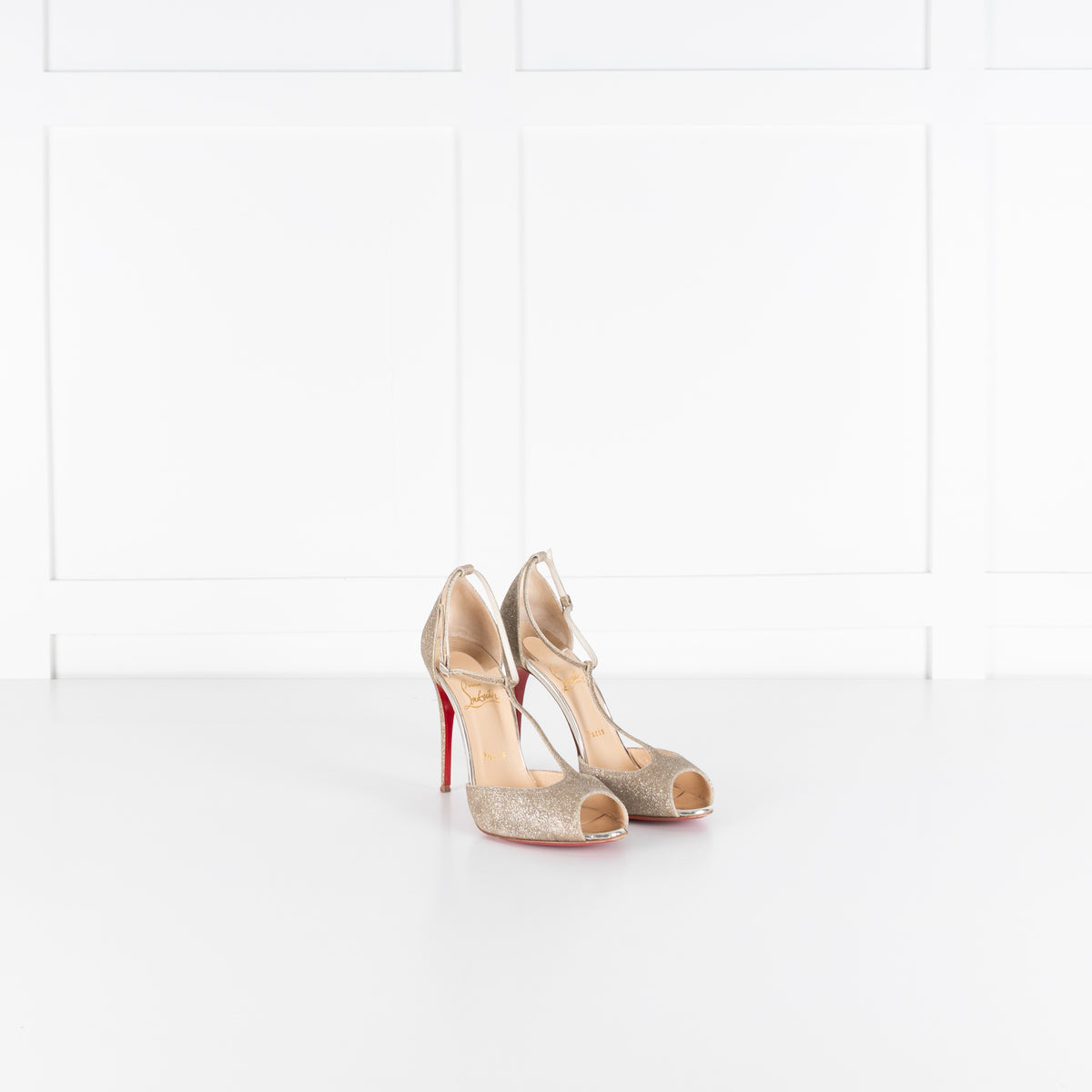 Christian Louboutin Senora Gold Glitter T-Strap Sandal