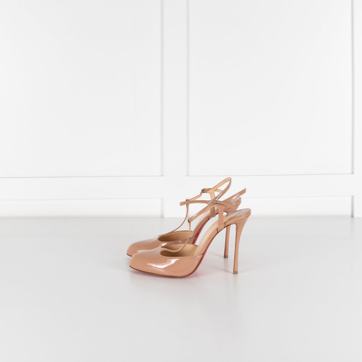 Christian Louboutin Me Pam Nude Patent T-strap Pumps