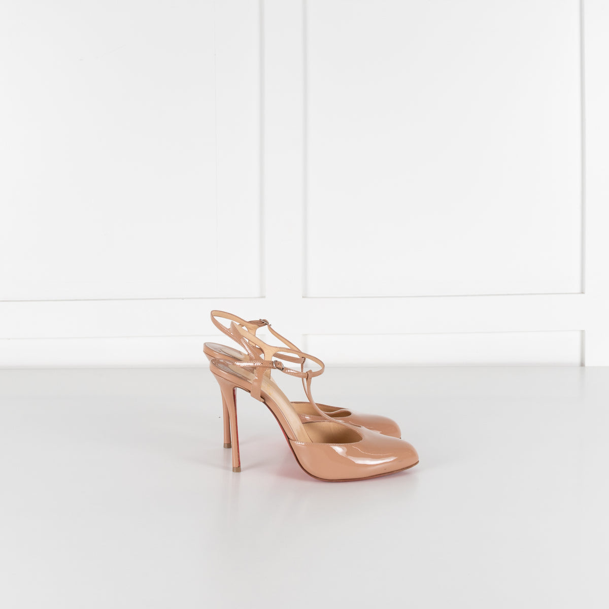 Christian Louboutin Me Pam Nude Patent T-strap Pumps