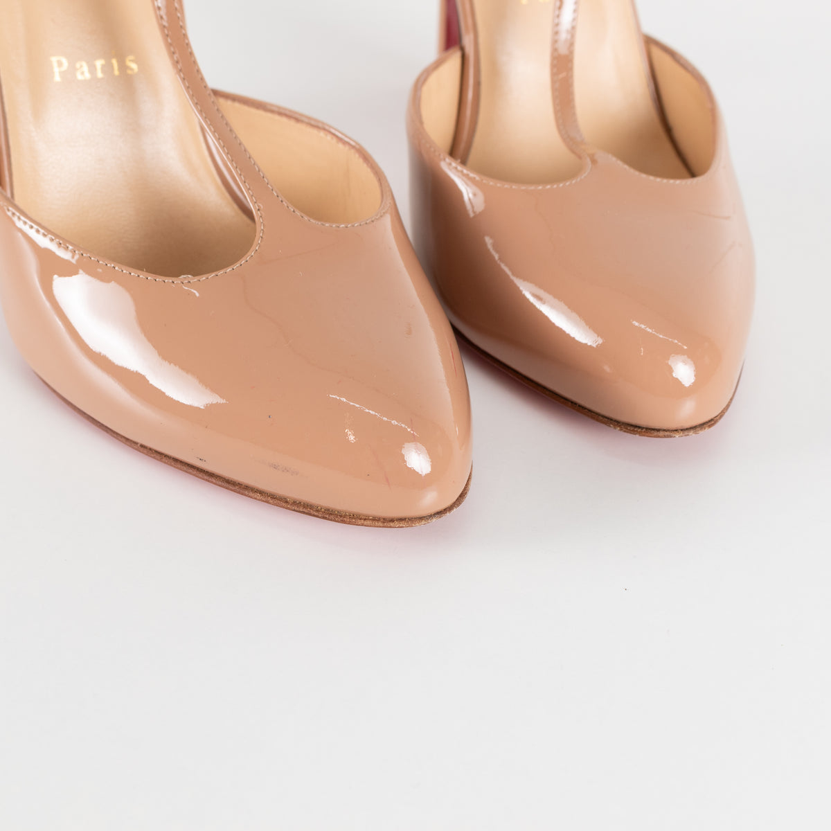 Christian Louboutin Me Pam Nude Patent T-strap Pumps
