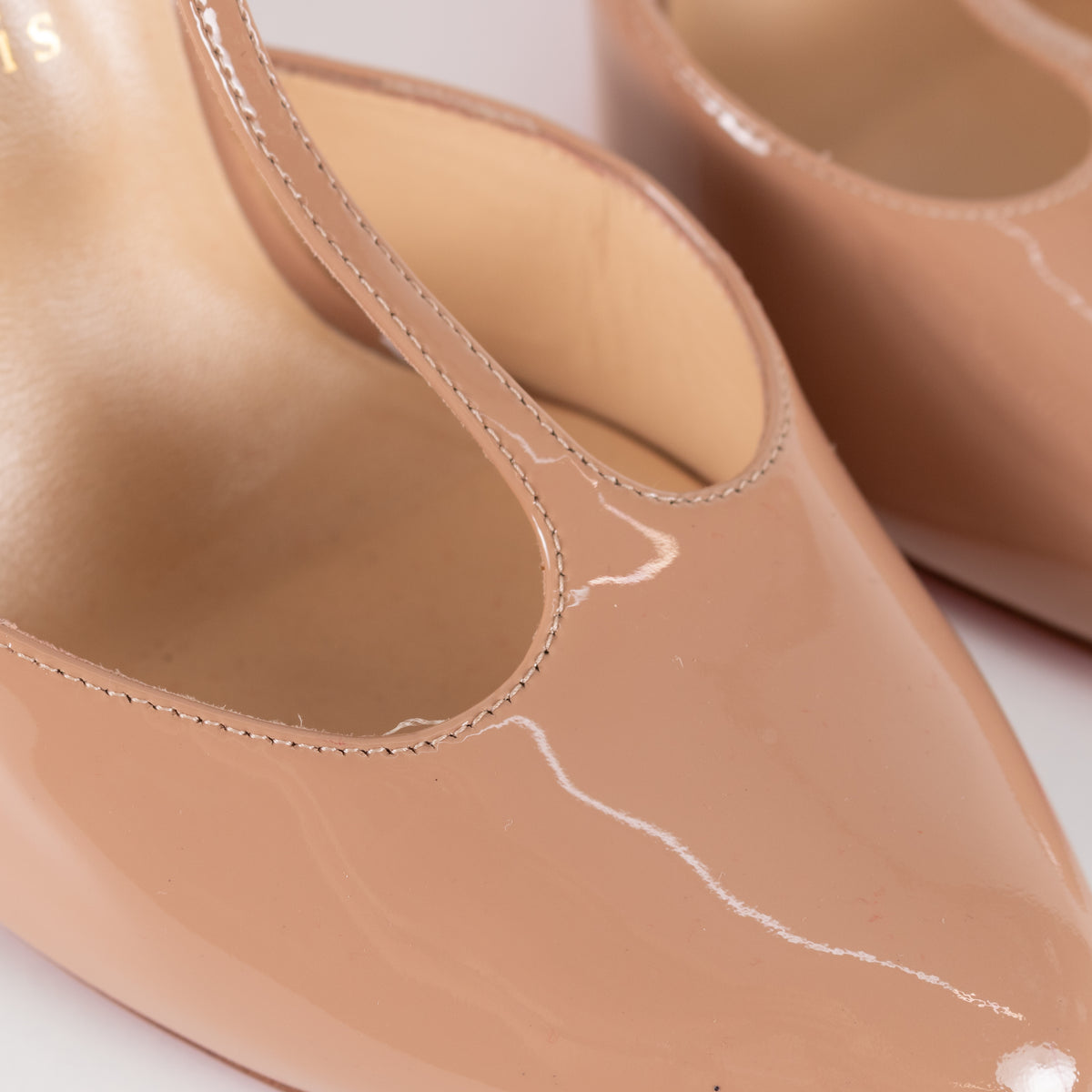Christian Louboutin Me Pam Nude Patent T-strap Pumps