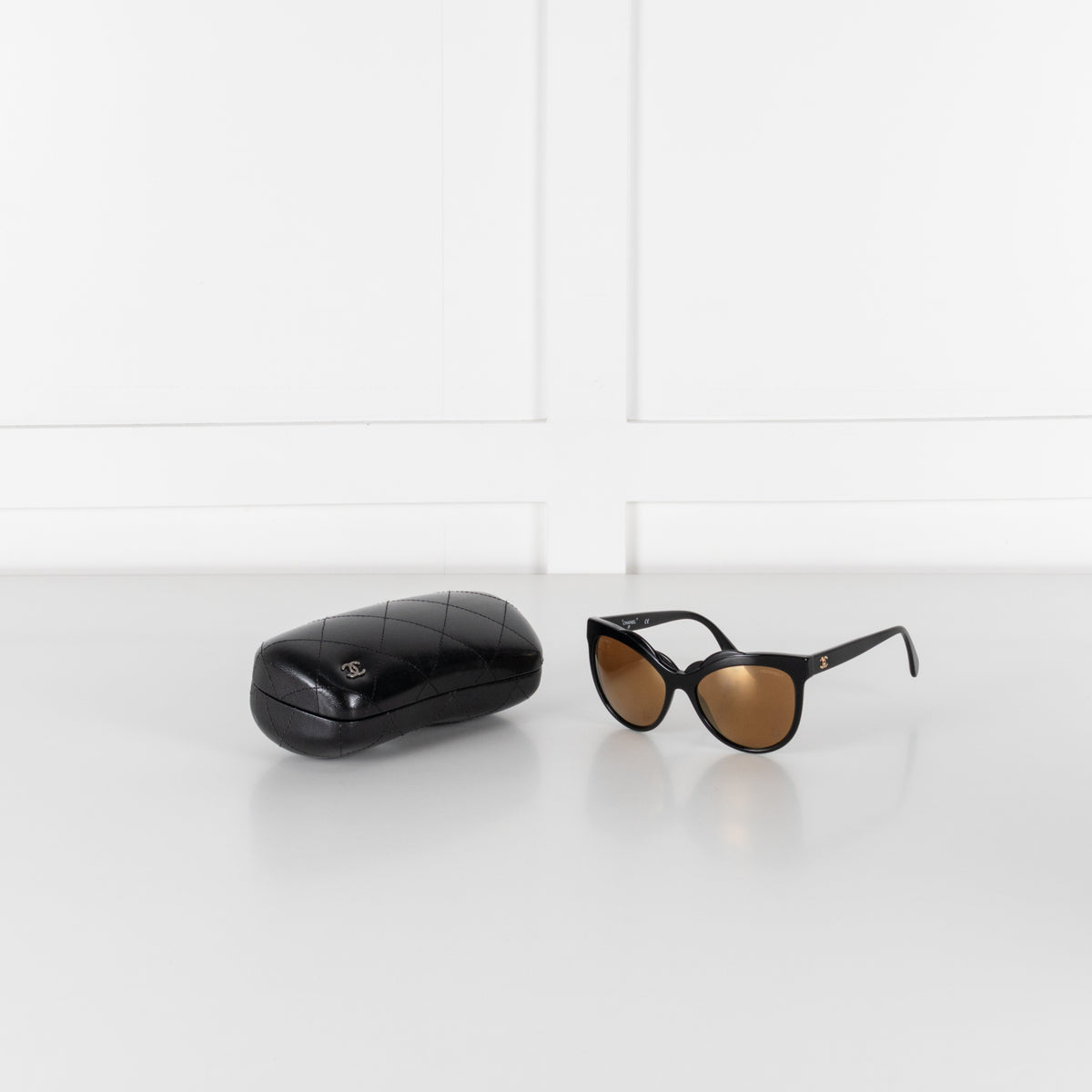 Chanel Black Cat Eye Shape Interlocking CC Logo Sunglasses