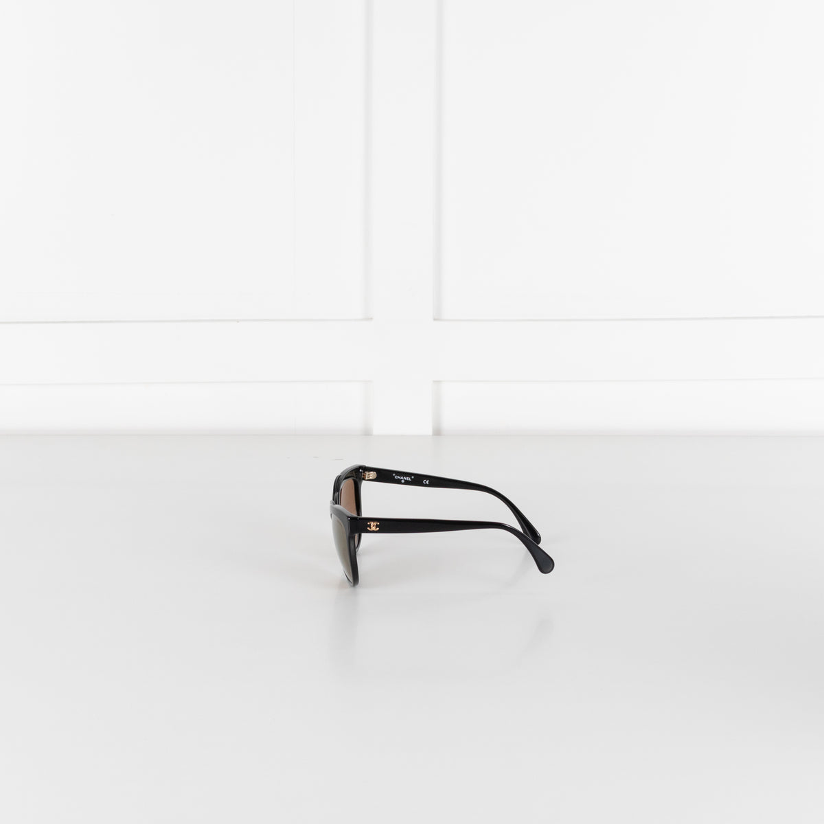 Chanel Black Cat Eye Shape Interlocking CC Logo Sunglasses