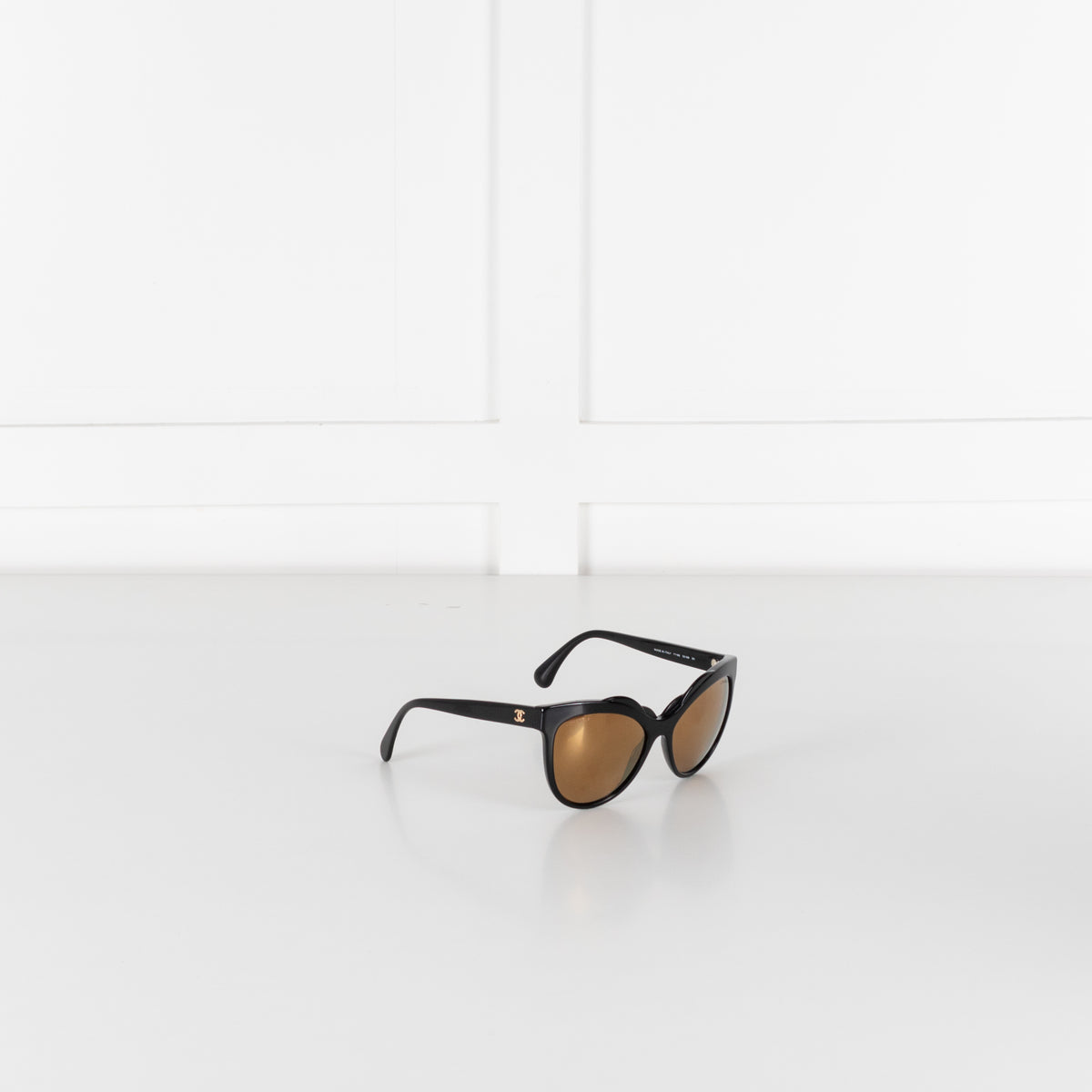 Chanel Black Cat Eye Shape Interlocking CC Logo Sunglasses