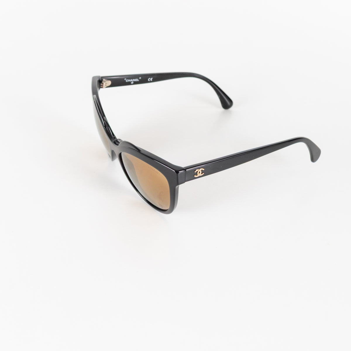 Chanel Black Cat Eye Shape Interlocking CC Logo Sunglasses