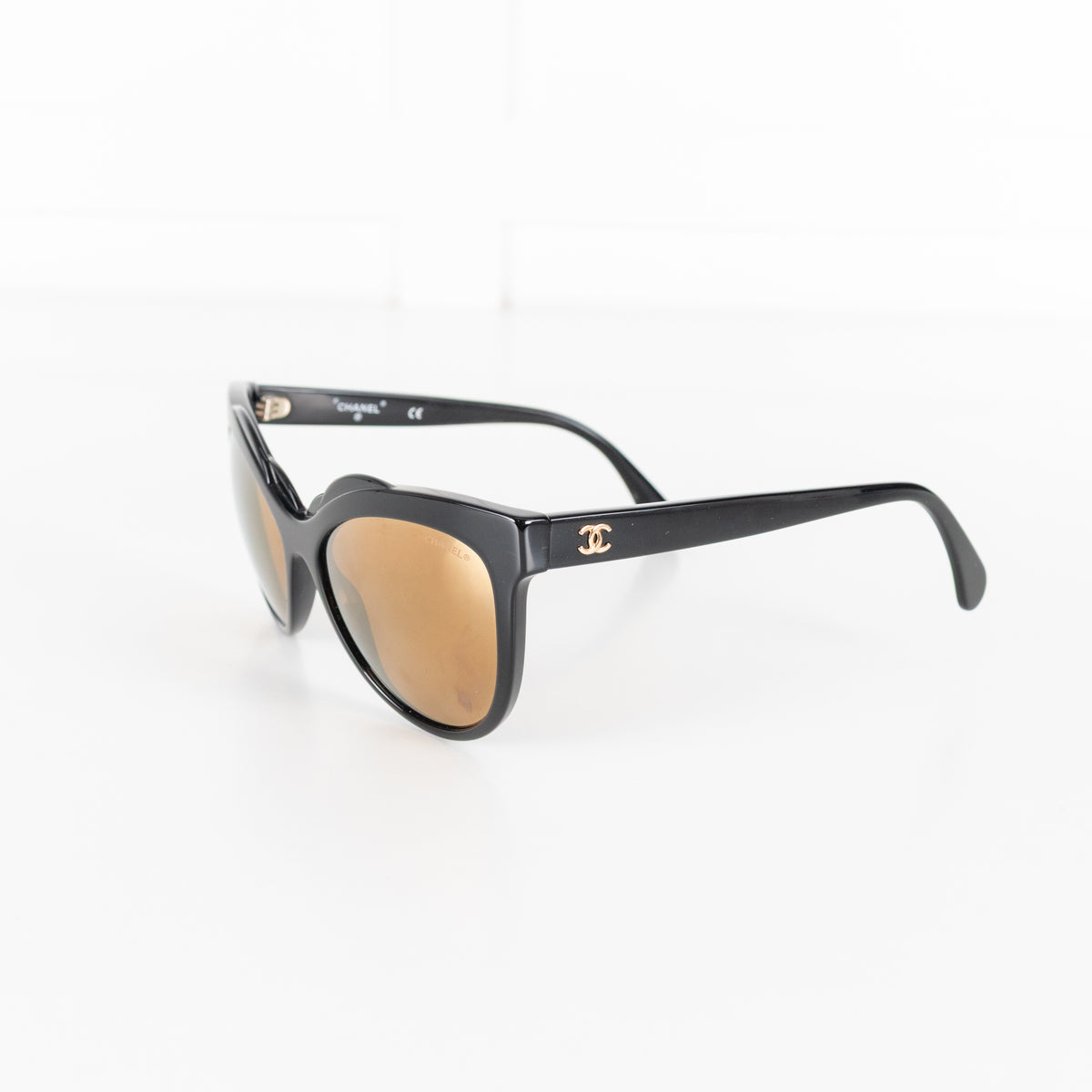 Chanel Black Cat Eye Shape Interlocking CC Logo Sunglasses