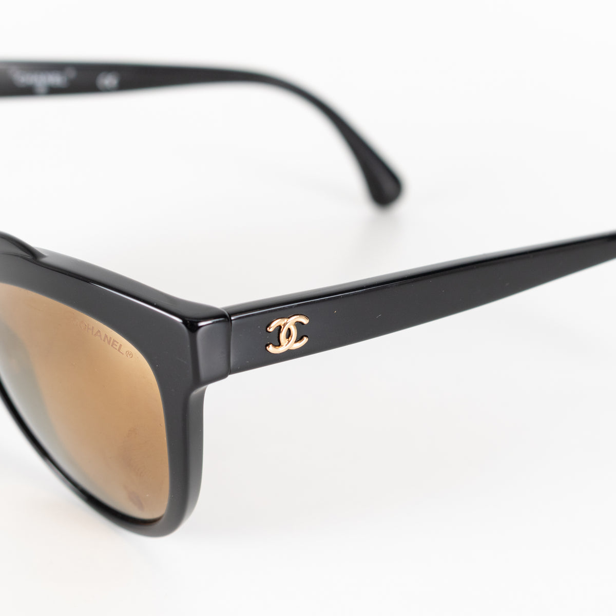 Chanel Black Cat Eye Shape Interlocking CC Logo Sunglasses