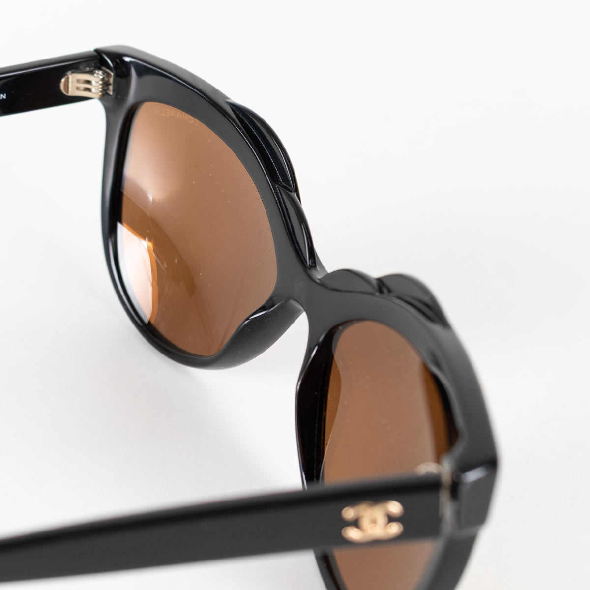 Chanel Black Cat Eye Shape Interlocking CC Logo Sunglasses