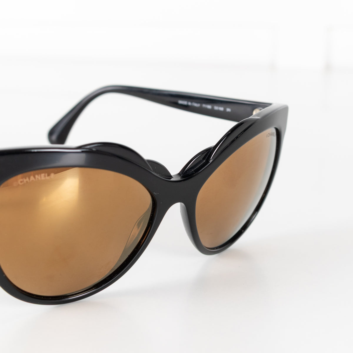 Chanel Black Cat Eye Shape Interlocking CC Logo Sunglasses
