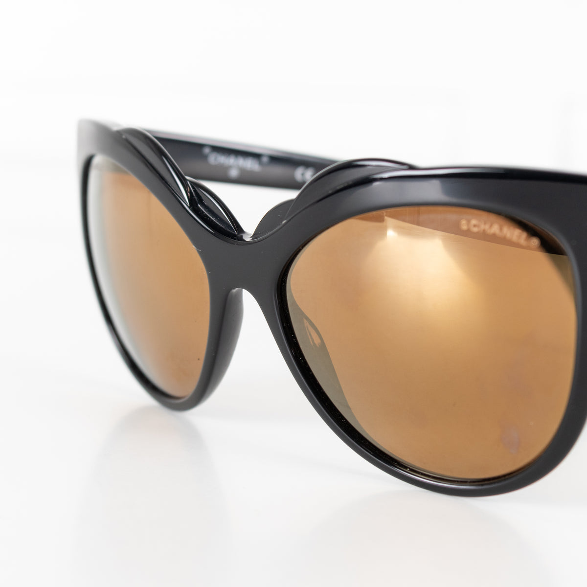 Chanel Black Cat Eye Shape Interlocking CC Logo Sunglasses