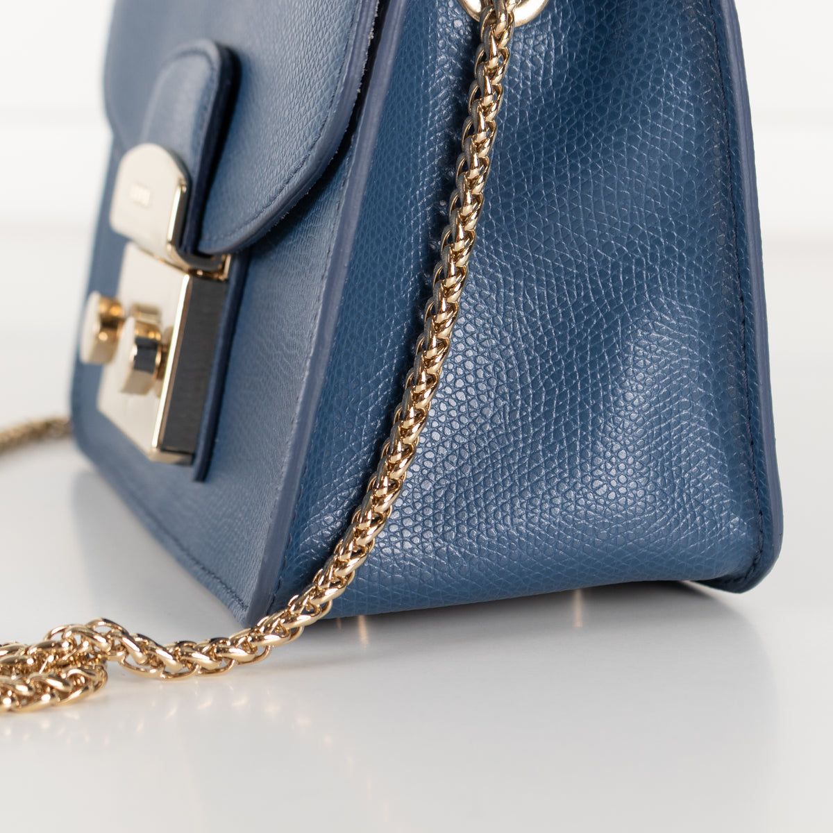 Furla Denim Blue Metropolis Crossbody Leather Bag