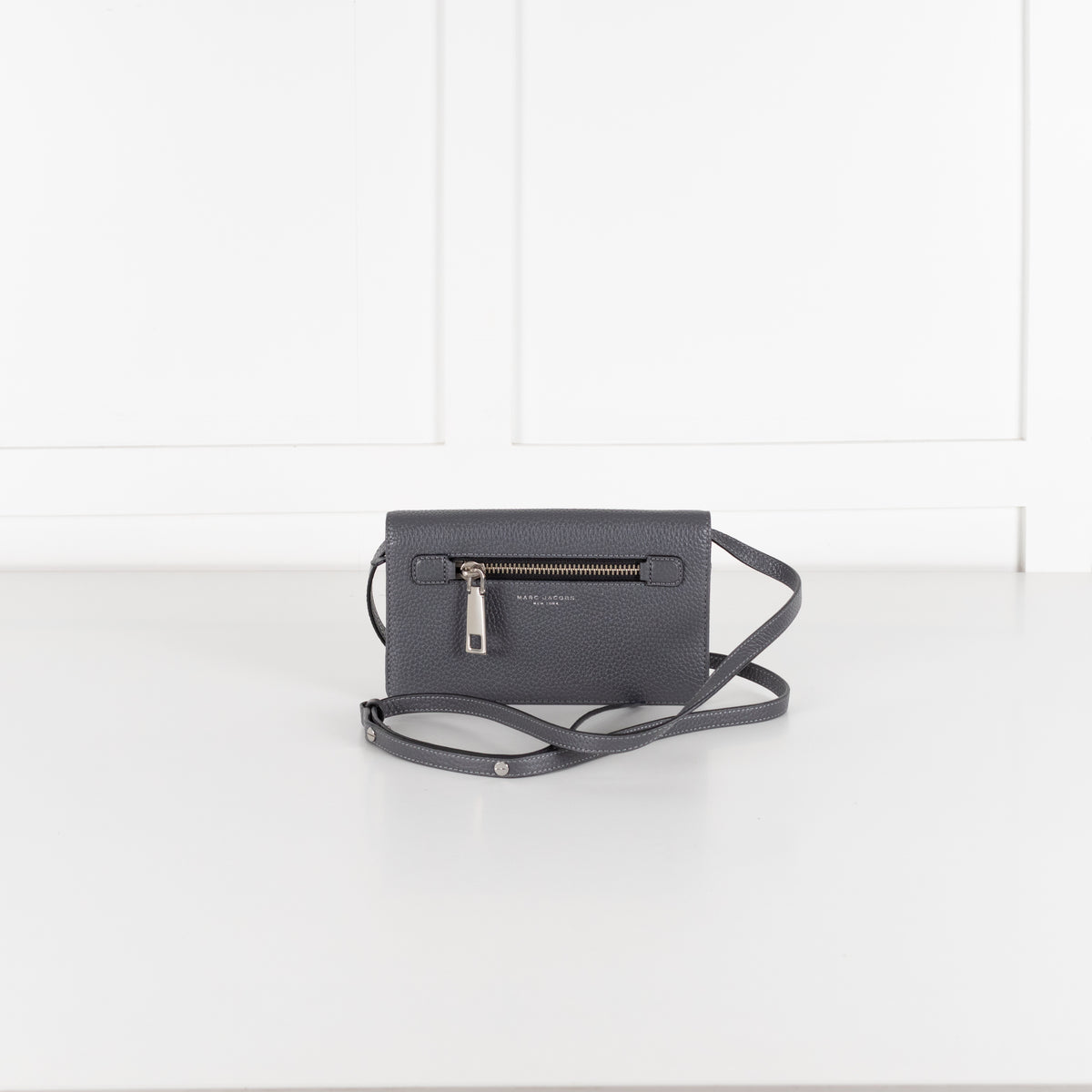 Marc Jacobs Grey Pebbled Leather Small Crossbody Bag