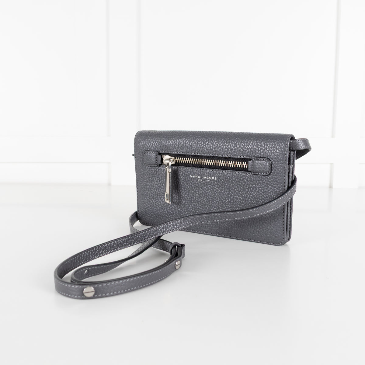 Marc Jacobs Grey Pebbled Leather Small Crossbody Bag