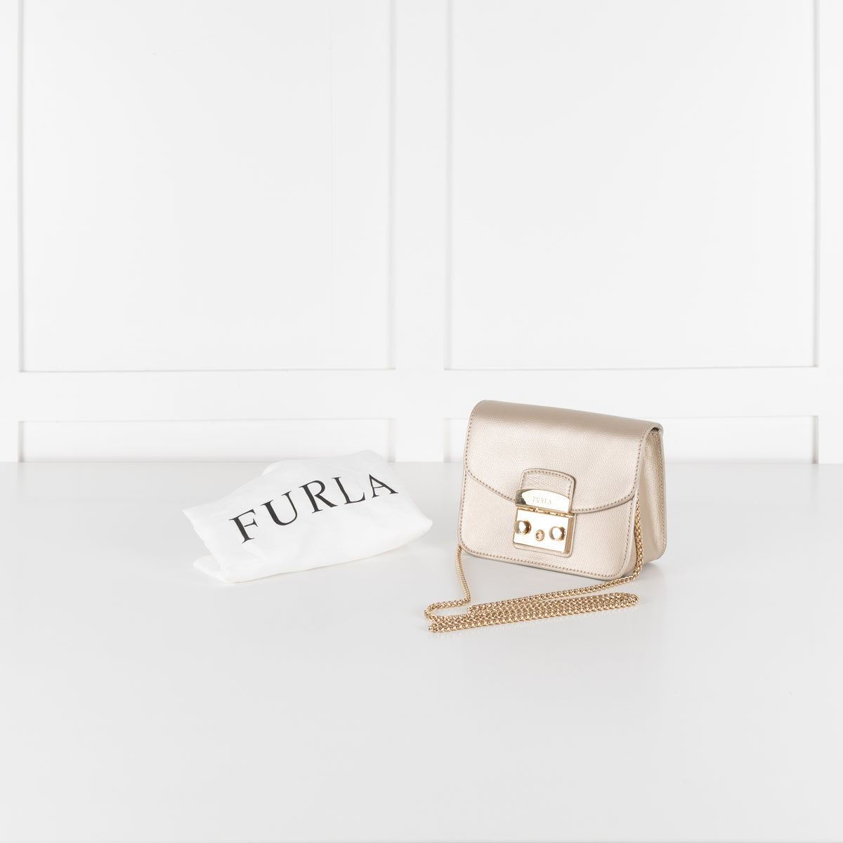 Furla Gold Metropolis Crossbody Leather Bag