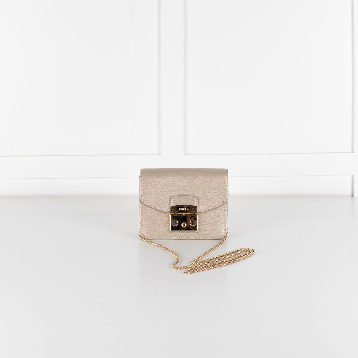Furla Gold Metropolis Crossbody Leather Bag