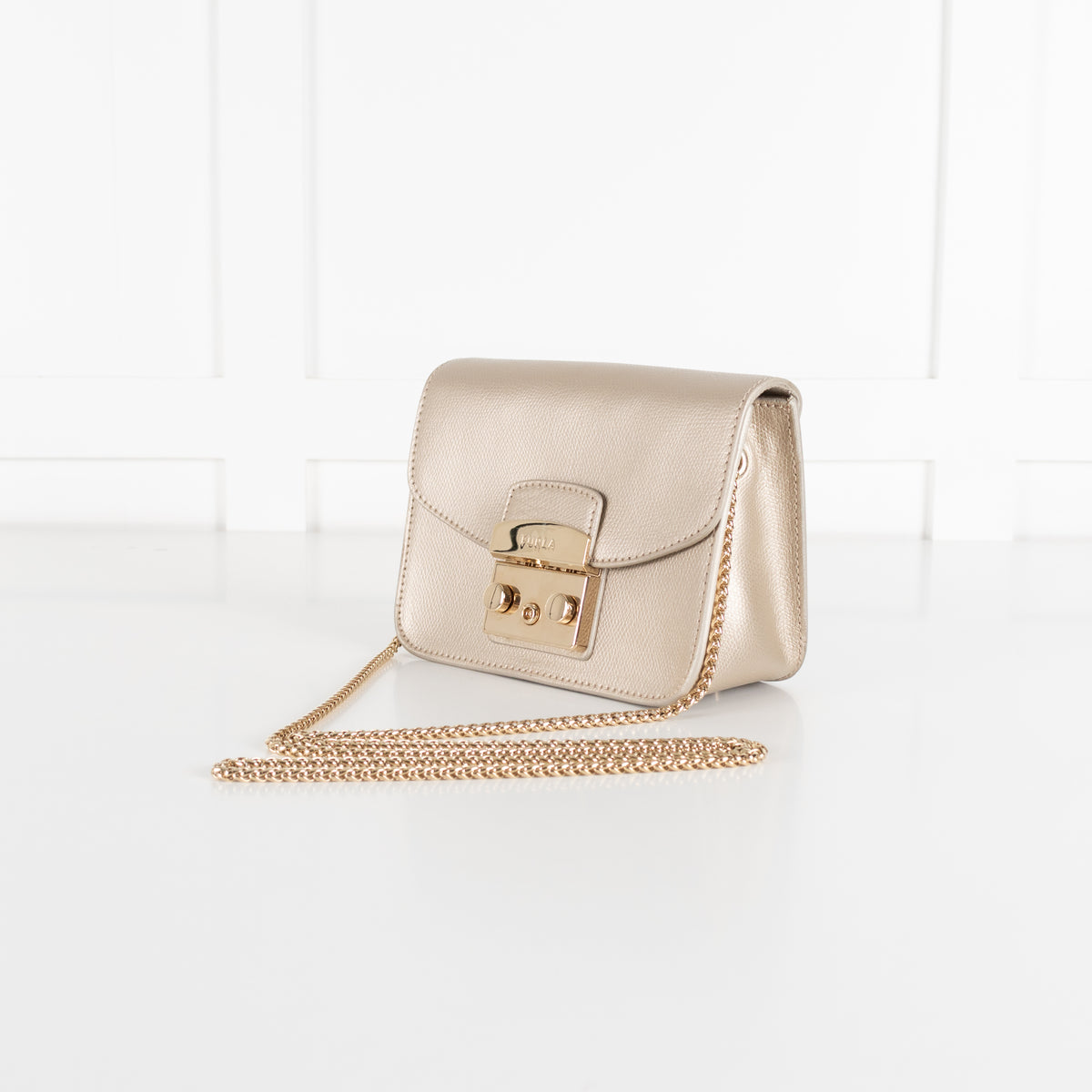 Furla Gold Metropolis Crossbody Leather Bag