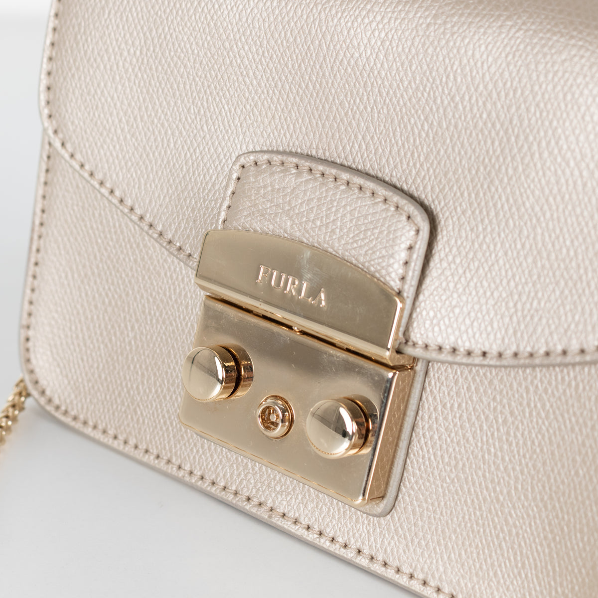 Furla Gold Metropolis Crossbody Leather Bag