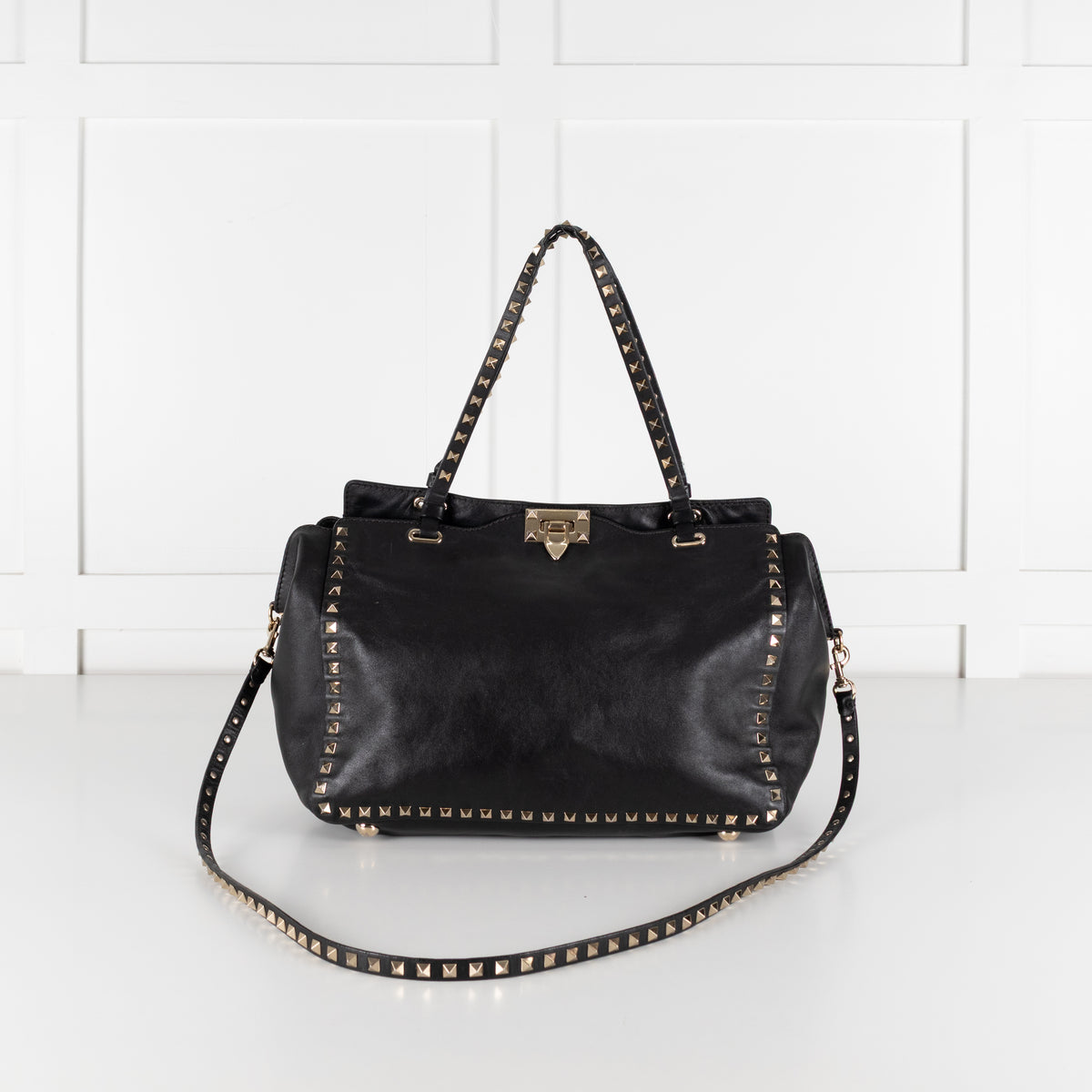 Valentino Garavani Black Rockstud Tote Bag