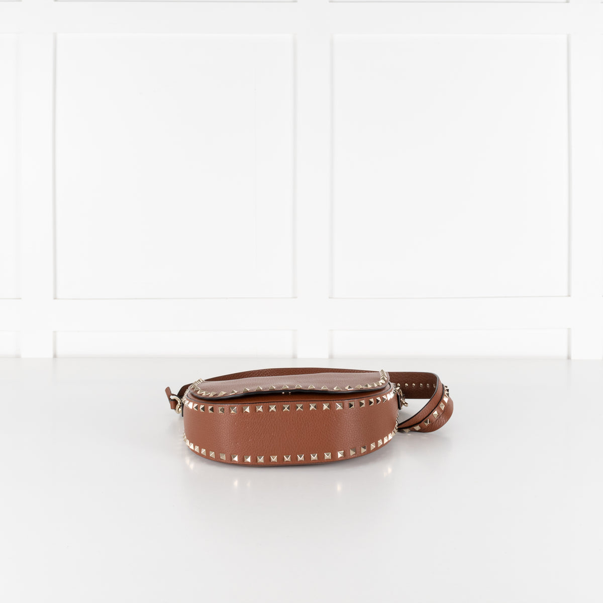 Valentino Garavani Rockstud Tan Saddle Bag