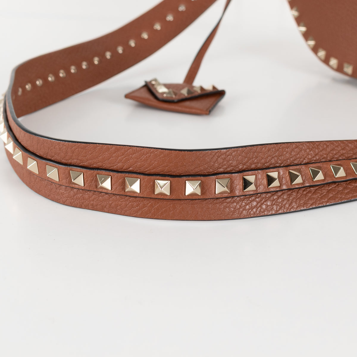 Valentino Garavani Rockstud Tan Saddle Bag